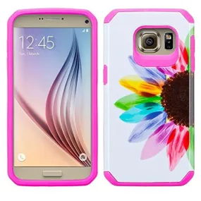 Samsung Galaxy S6 Edge Case, Slim Hybrid Dual Layer Case Cover for Galaxy S6 Edge - Vivid Sunflower