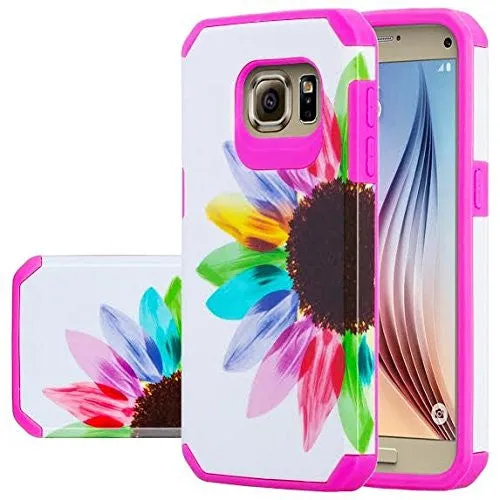 Samsung Galaxy S6 Edge Case, Slim Hybrid Dual Layer Case Cover for Galaxy S6 Edge - Vivid Sunflower