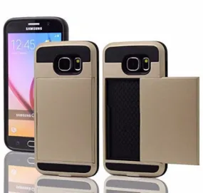 Samsung Galaxy S6 Edge Case, Slim Hybrid Dual Layer w/ Card Slot Case for Galaxy S6 Edge - Gold