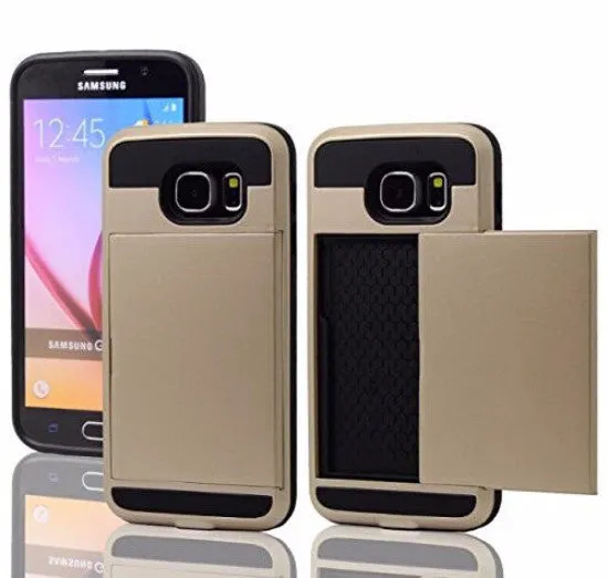 Samsung Galaxy S6 Edge Case, Slim Hybrid Dual Layer w/ Card Slot Case for Galaxy S6 Edge - Gold