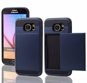 Samsung Galaxy S6 Edge Case, Slim Hybrid Dual Layer w/ Card Slot Case for Galaxy S6 Edge - Navy Blue