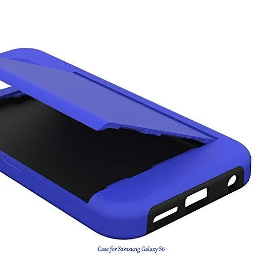 Samsung Galaxy S6 Hybrid Armor Case w/ Card Slot for Galaxy S6 - Blue