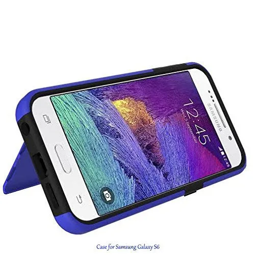 Samsung Galaxy S6 Hybrid Armor Case w/ Card Slot for Galaxy S6 - Blue