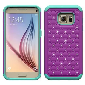 Samsung Galaxy S7 Crystal Rhinestone Slim Hybrid Dual Layer Case for Galaxy S7 - Purple/Teal
