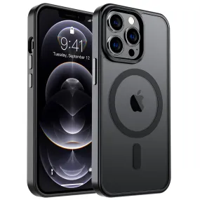 SUPFINE Magnetic for iPhone 12 Pro Max Case [Compatible with MagSafe] [10 FT Military Grade Drop Protection] Slim Translucent Matte Shockproof with Anti-Fingerprint Phone Case,Matte Black