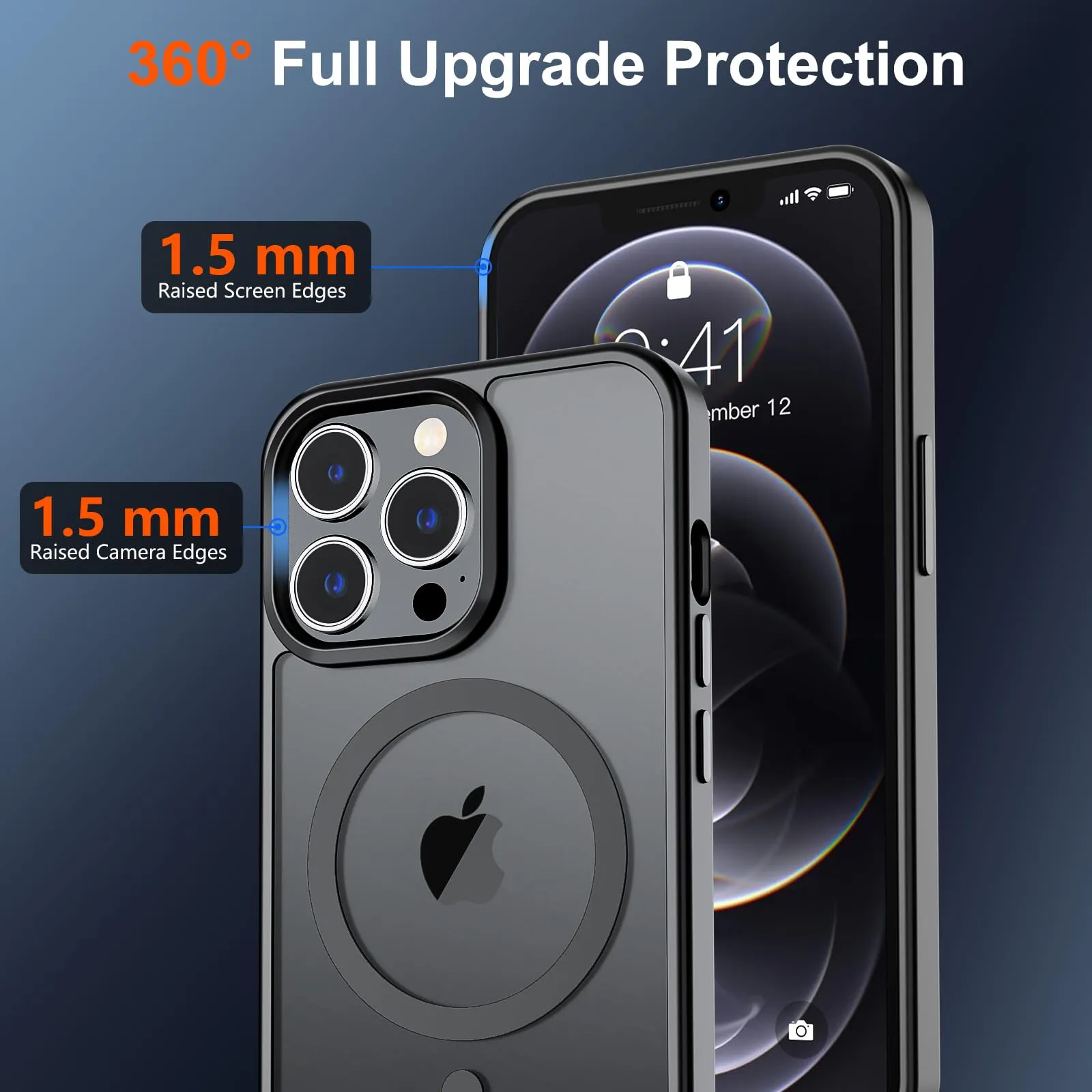 SUPFINE Magnetic for iPhone 12 Pro Max Case [Compatible with MagSafe] [10 FT Military Grade Drop Protection] Slim Translucent Matte Shockproof with Anti-Fingerprint Phone Case,Matte Black