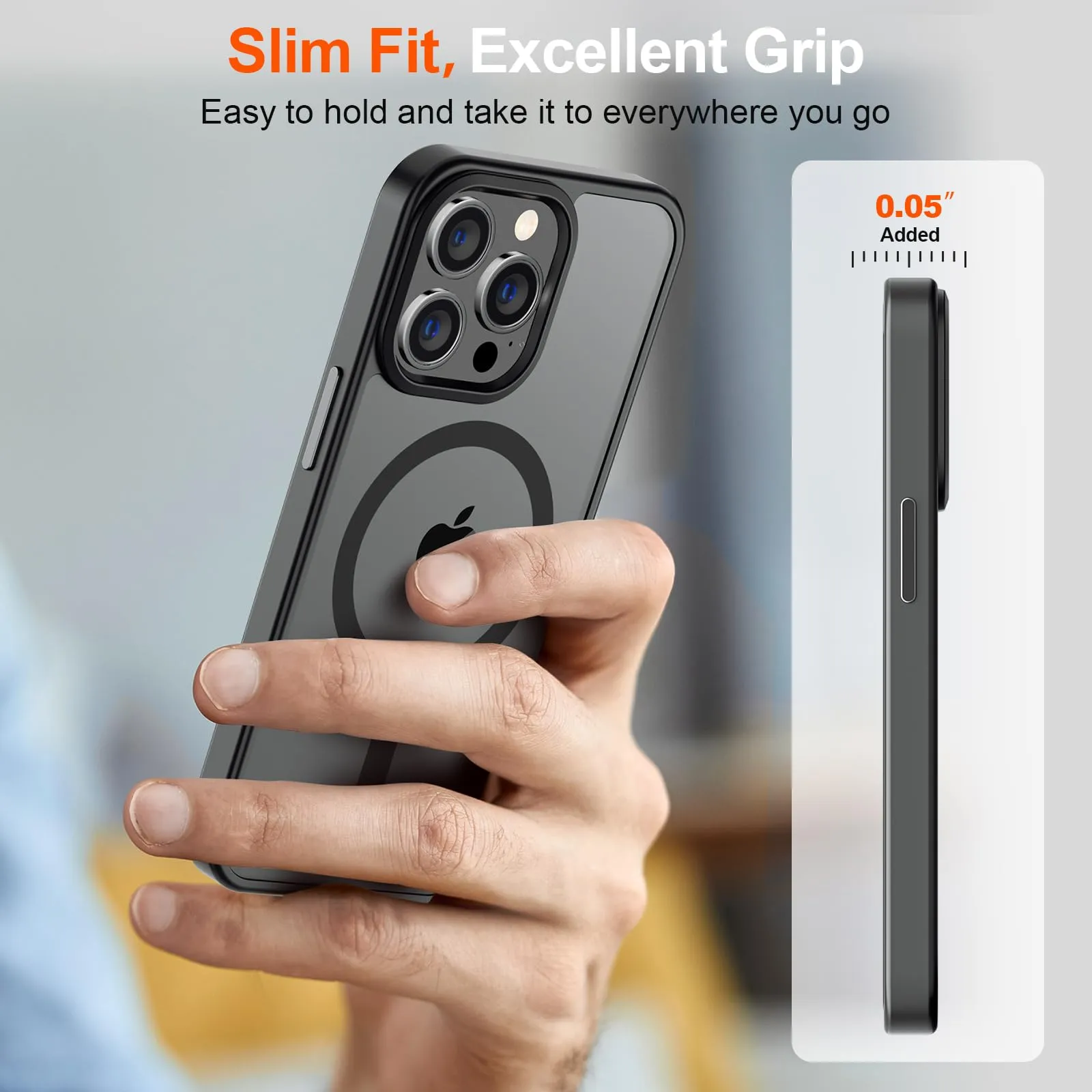 SUPFINE Magnetic for iPhone 12 Pro Max Case [Compatible with MagSafe] [10 FT Military Grade Drop Protection] Slim Translucent Matte Shockproof with Anti-Fingerprint Phone Case,Matte Black