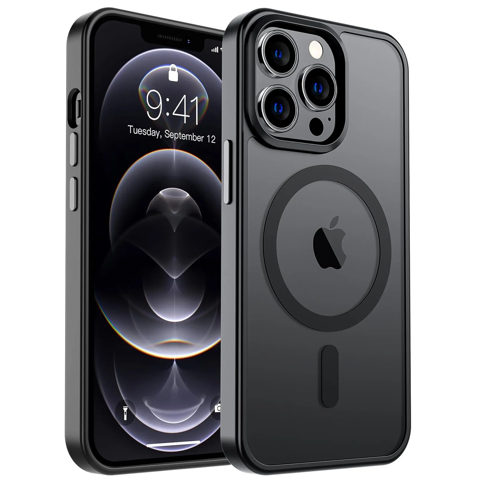 SUPFINE Magnetic for iPhone 12 Pro Max Case [Compatible with MagSafe] [10 FT Military Grade Drop Protection] Slim Translucent Matte Shockproof with Anti-Fingerprint Phone Case,Matte Black