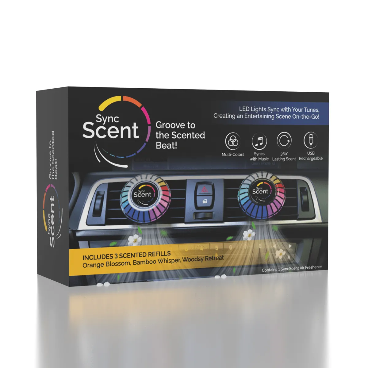 SyncScent LED Music Syncing Car Accessory Novelty Air Freshener Gadget