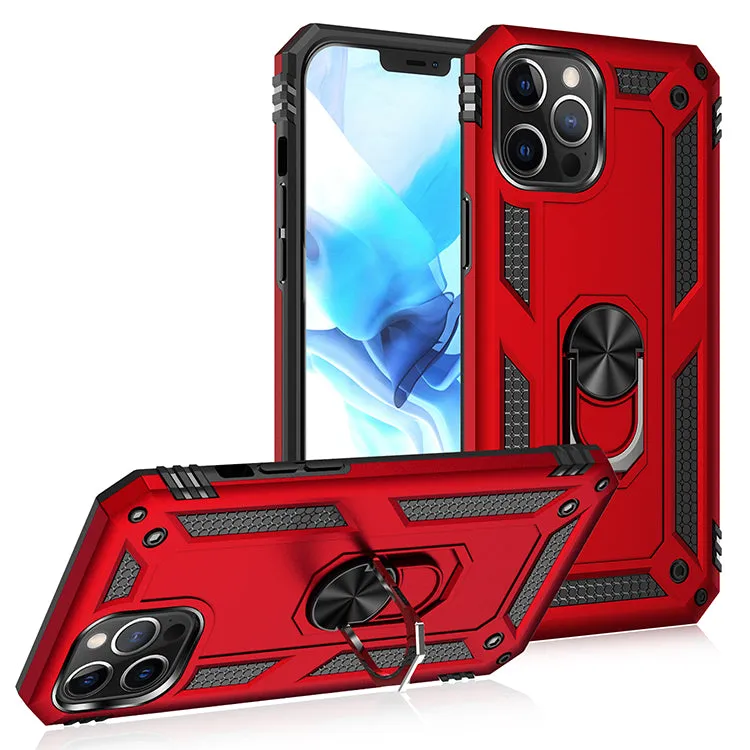 Tech Armor Ring Stand Grip Case with Metal Plate for iPhone 12 /