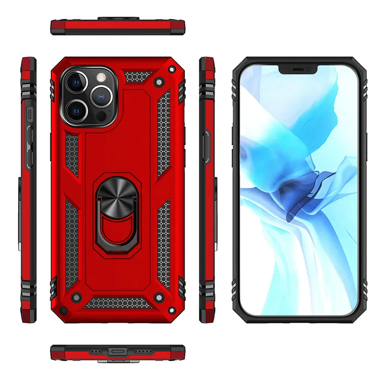 Tech Armor Ring Stand Grip Case with Metal Plate for iPhone 12 /