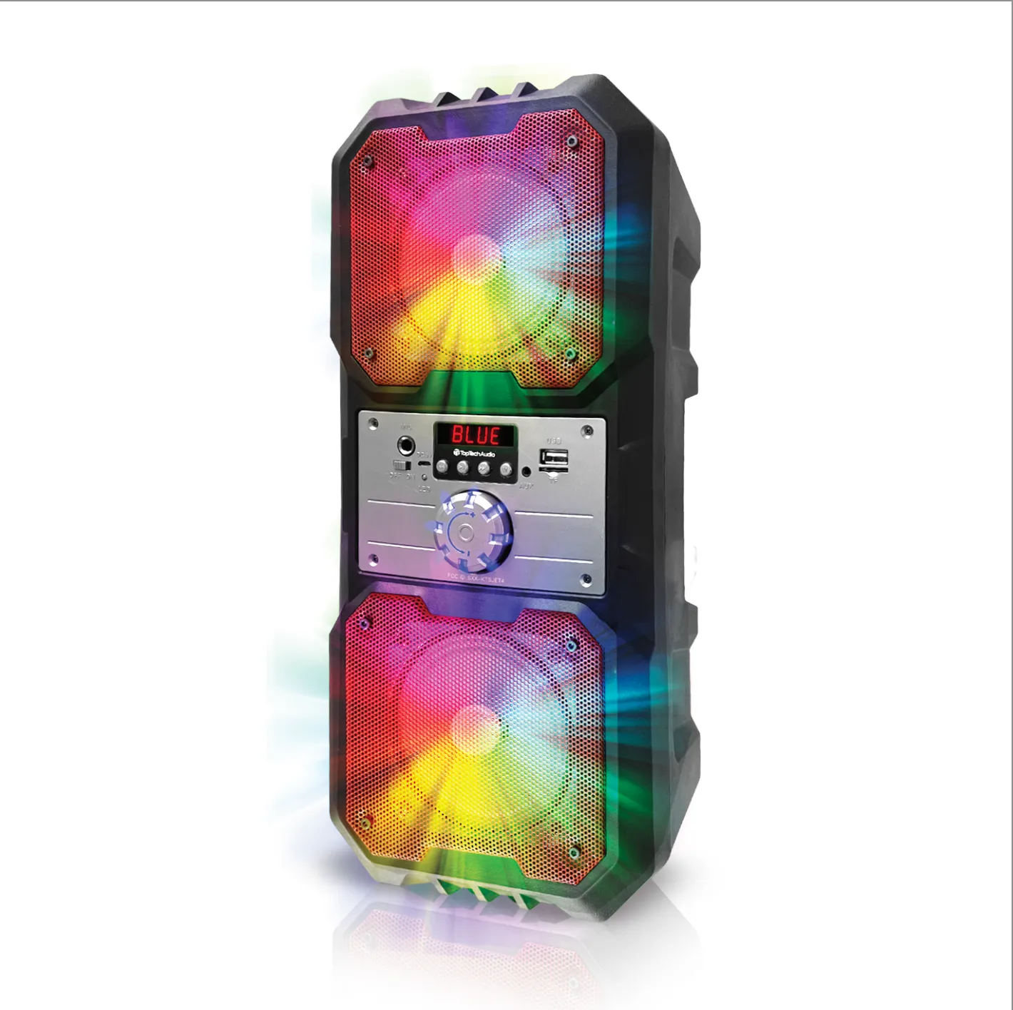 TOPTECH SPIKE-4, Dual 4" Bluetooth Speaker with Disco Lights & 800W Power
