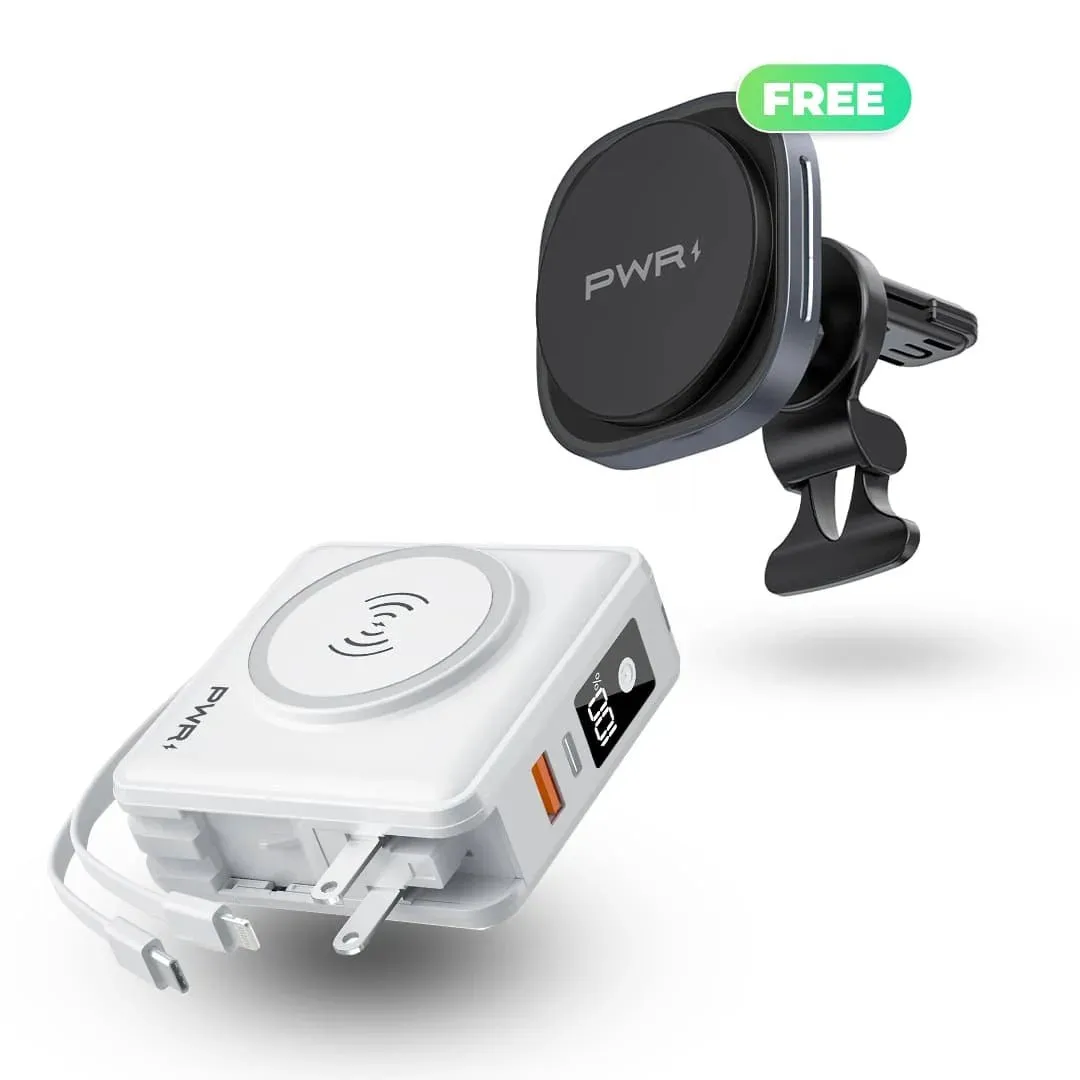 Travel PRO 5-in-1 Power Bank   Carmag 2.0 Car Magnetic Wireless Charger (BOGO Free)