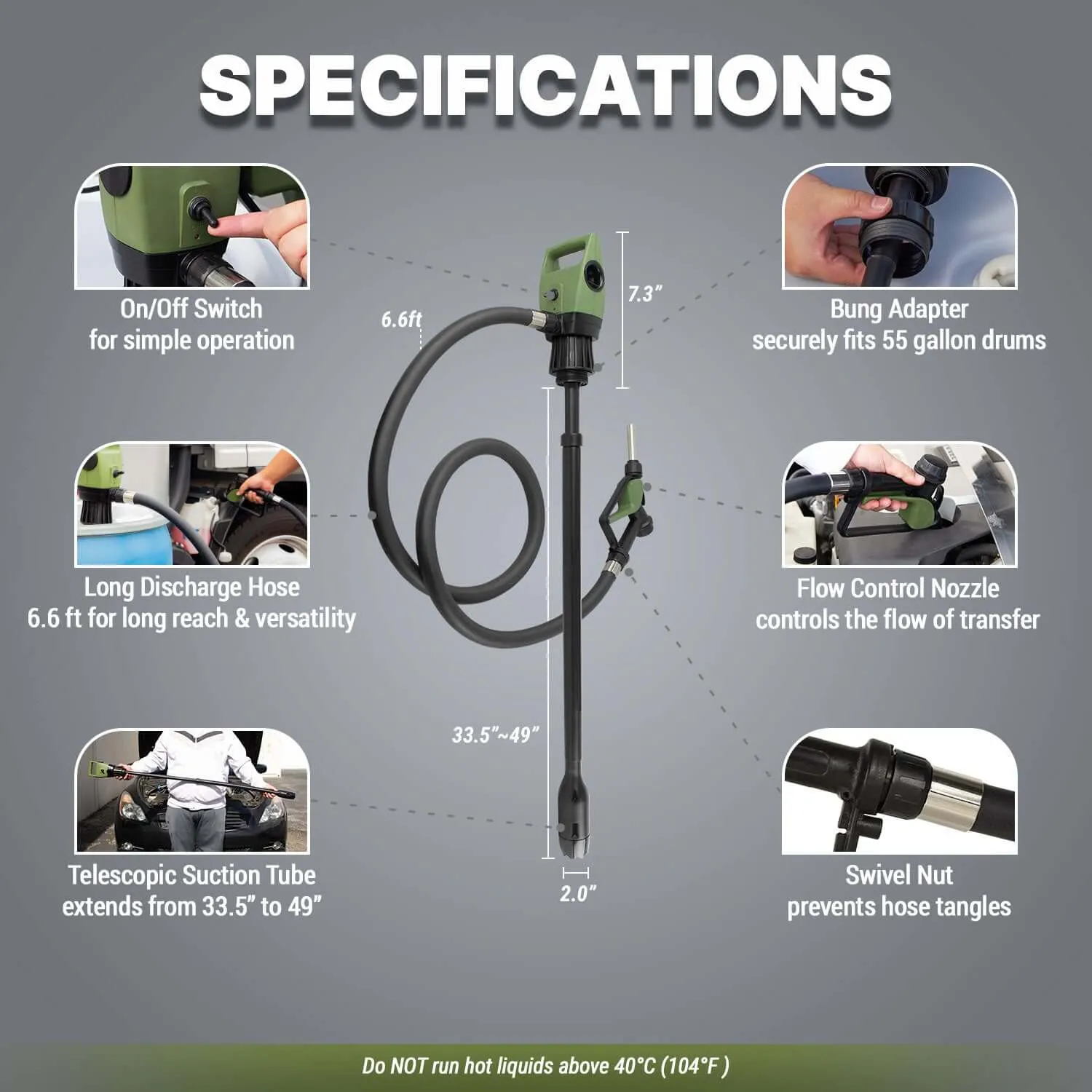 TREDRUMT Telescopic Electric Drum Pump