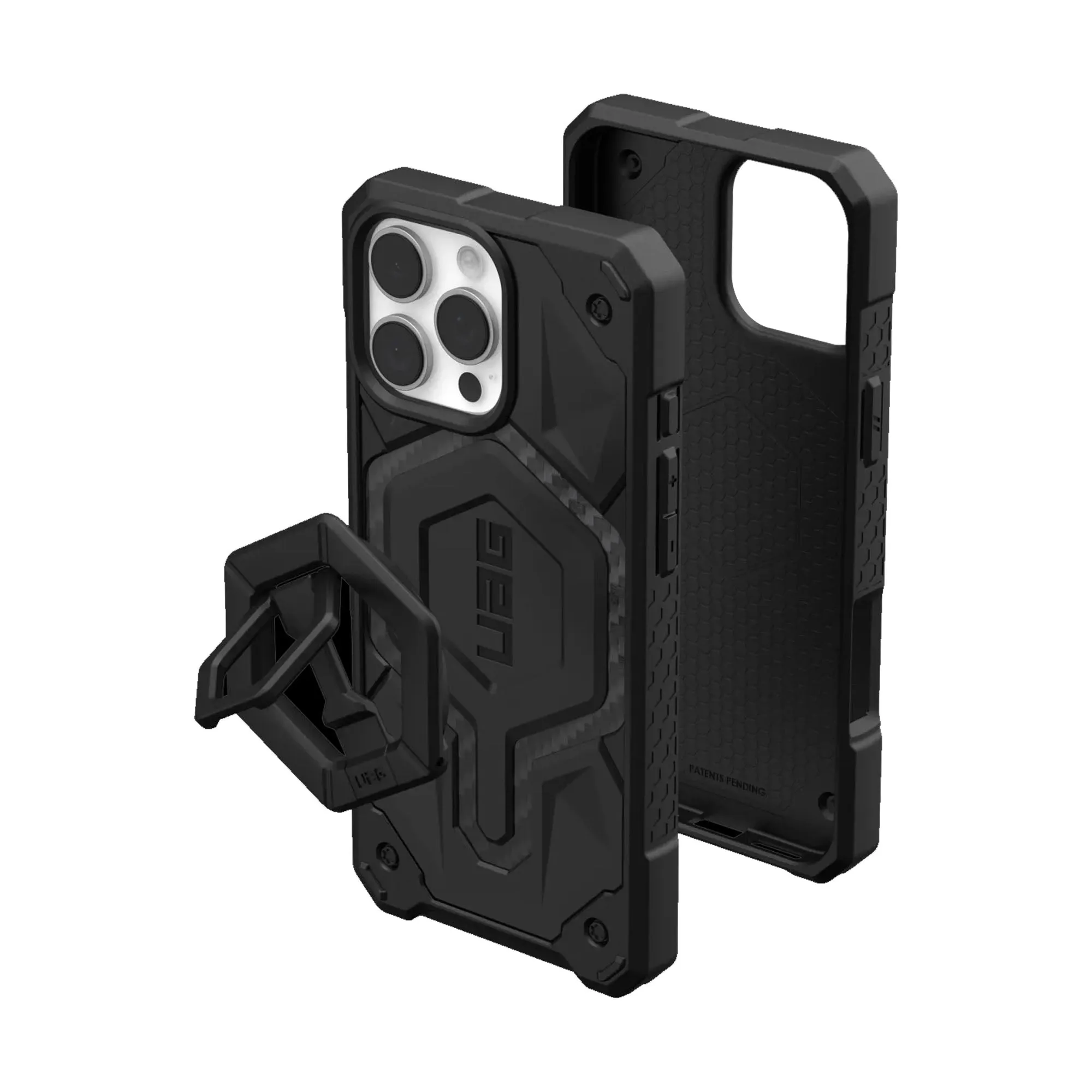 UAG Monarch Pro Magsafe Bundle - Carbon Fiber Case   Black Ring Stand for iPhone 16 Pro Max