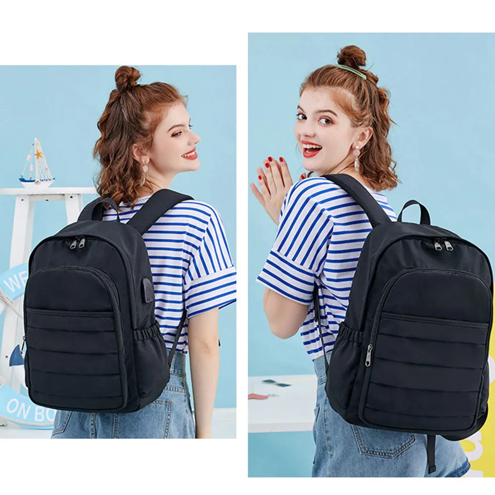 USB Backpack for School Teen Girls Waterproof Schoolbag Travel Bag with Laptop Compartment for College