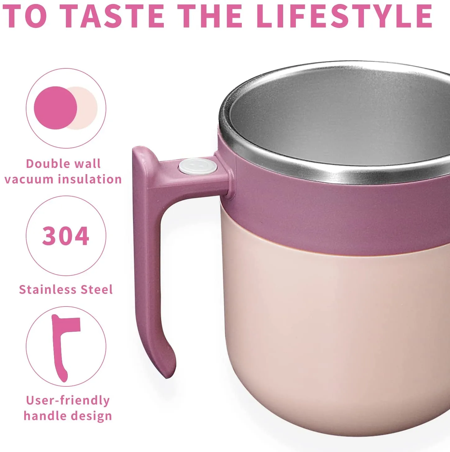 USB Rechargeable Stainless Steel  Automatic Stirring Coffee Mug