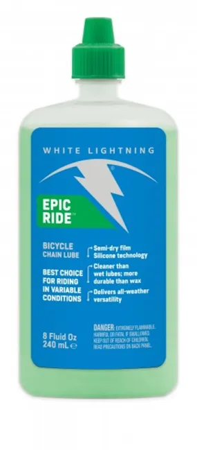 White Lightning Epic Ride: Semi-Dry All-Conditions Bike Chain & Gears Lubricant