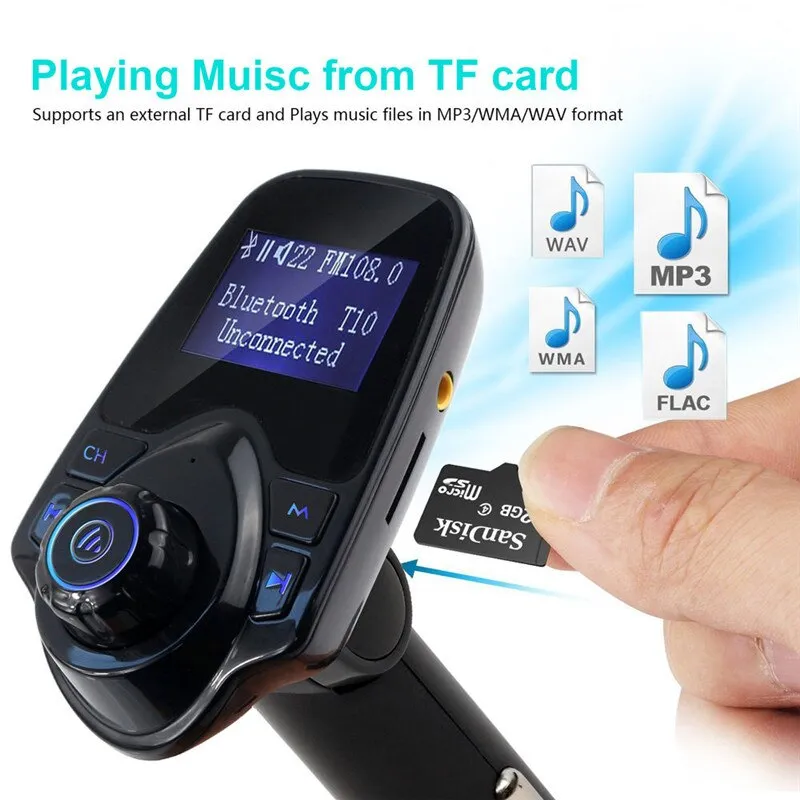 Wireless Bluetooth FM Transmitter FM Modulator HandsFree Car Kit Radio Adapter USB Charger MP3 Music Player For iPhone Samsung