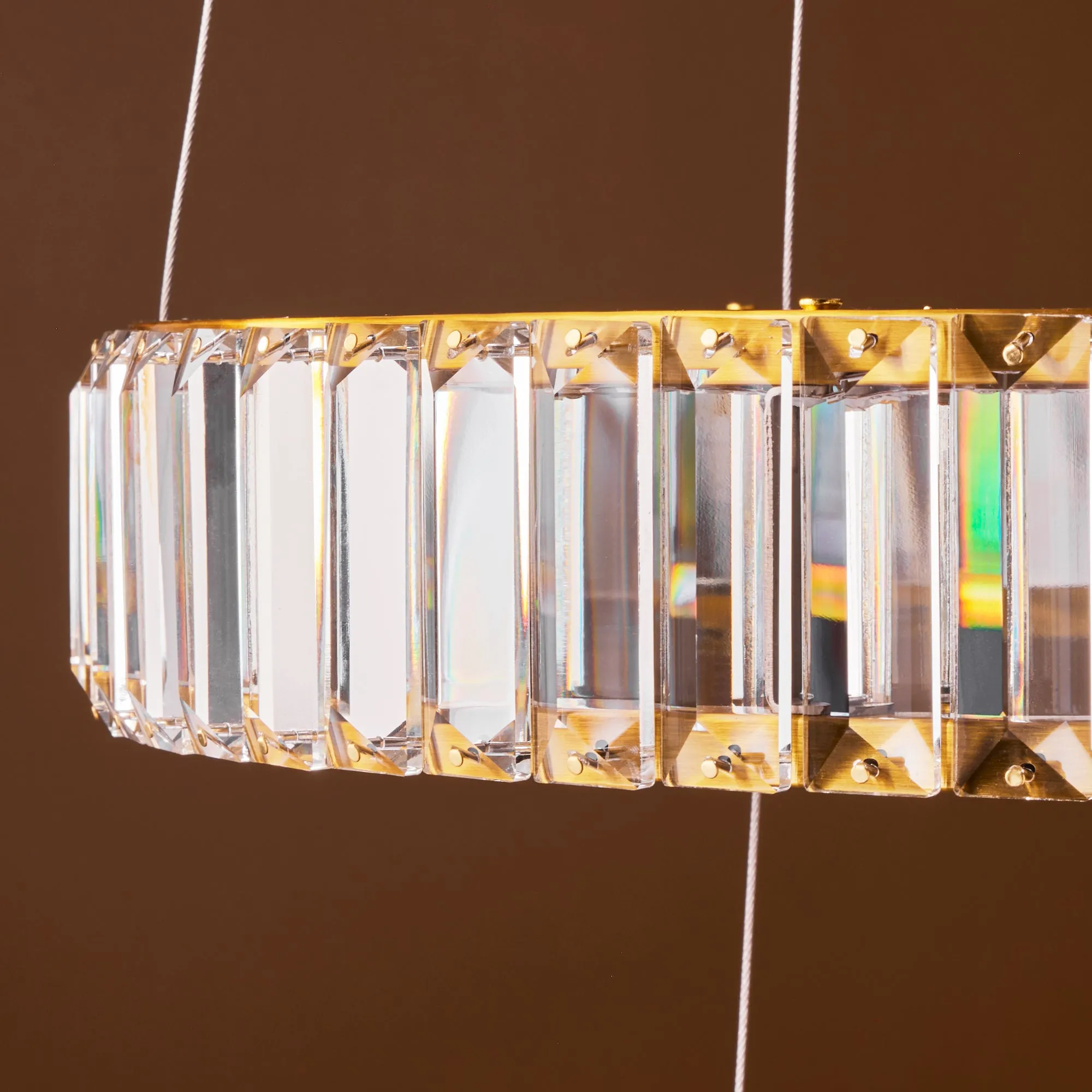 Wonderella 3 ring chandelier in clear glass and brass