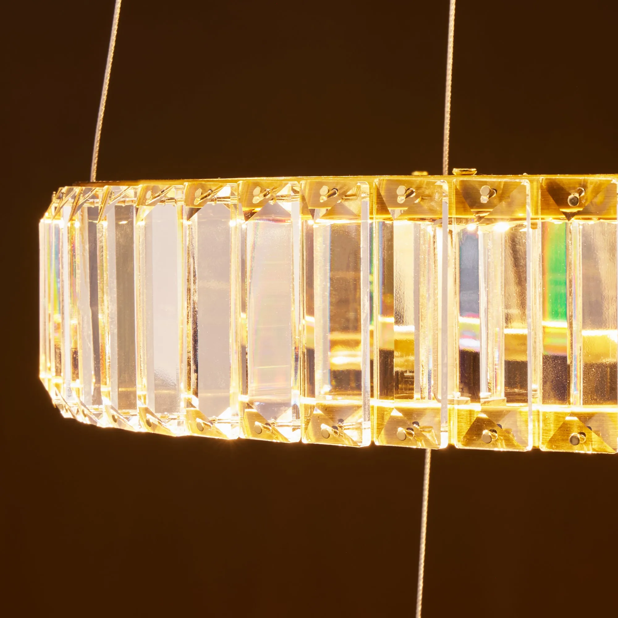 Wonderella 3 ring chandelier in clear glass and brass