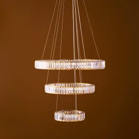 Wonderella 3 ring chandelier in clear glass and brass