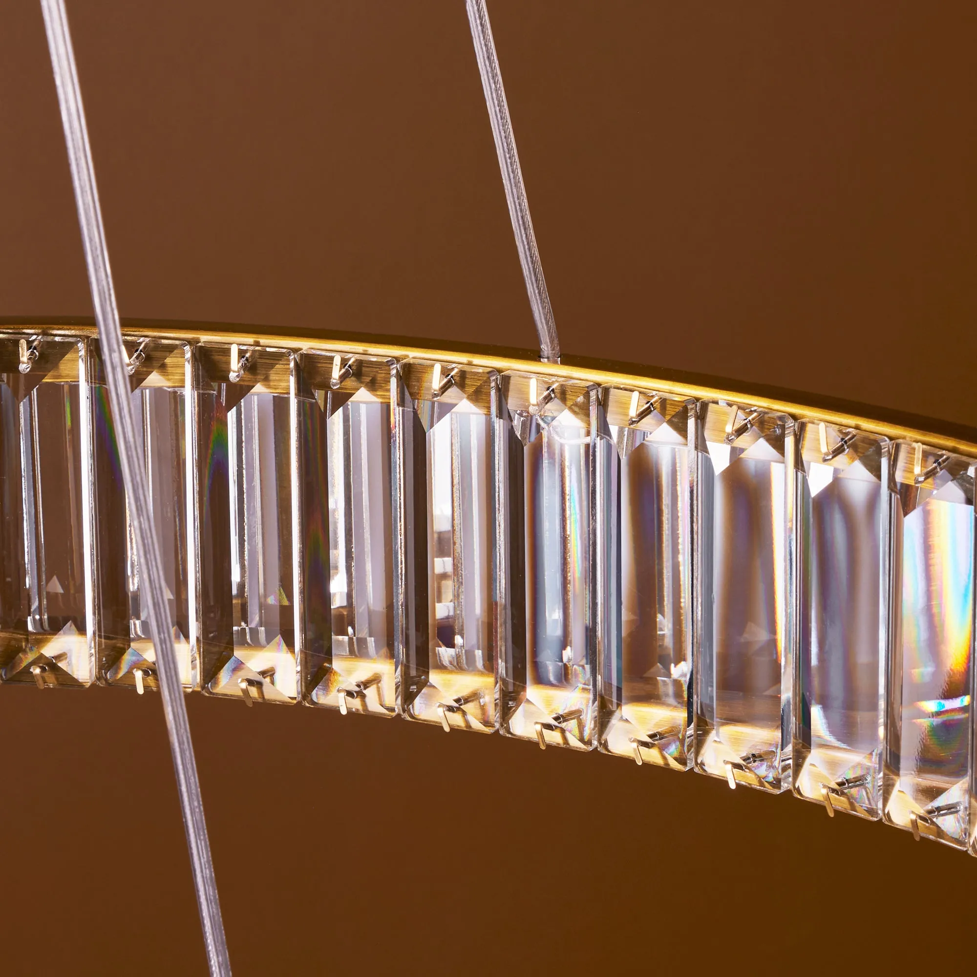 Wonderella 3 ring chandelier in clear glass and brass