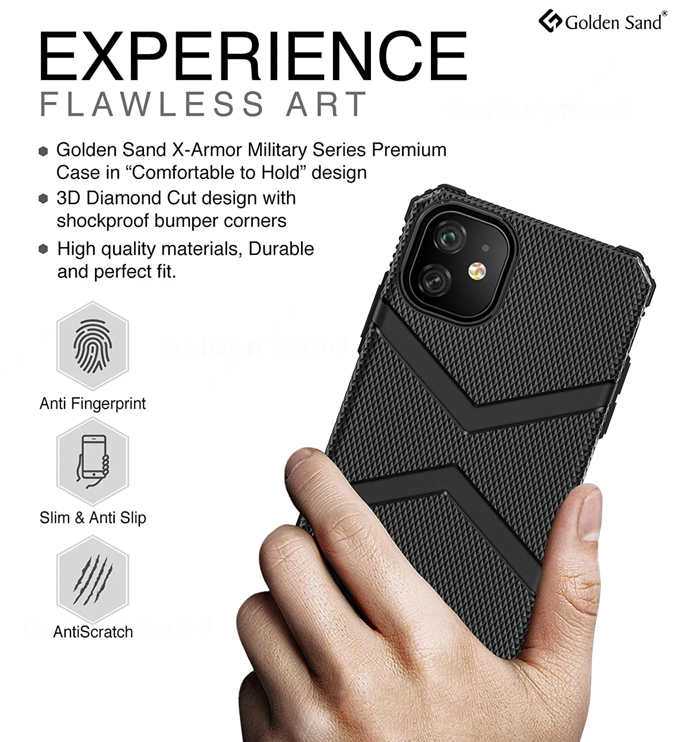X-Armor Military Series Shock Proof Back Cover for Apple iPhone 11 6.1 inch, Black