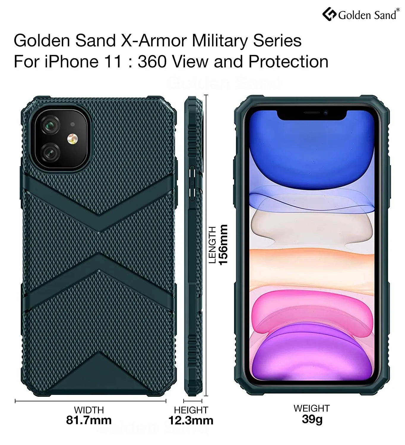 X-Armor Military Series Shock Proof Back Cover for Apple iPhone 11 6.1 inch, Green