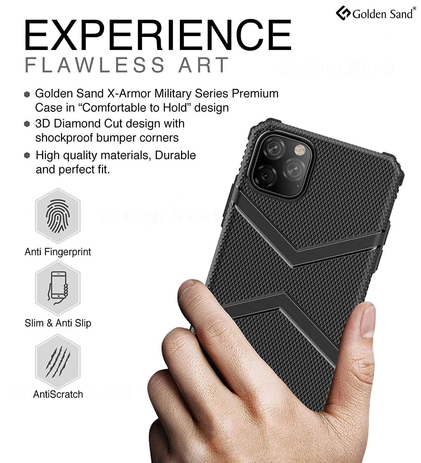 X-Armor Military Series Shock Proof Back Cover for Apple iPhone 11 Pro 5.8 inch, Black