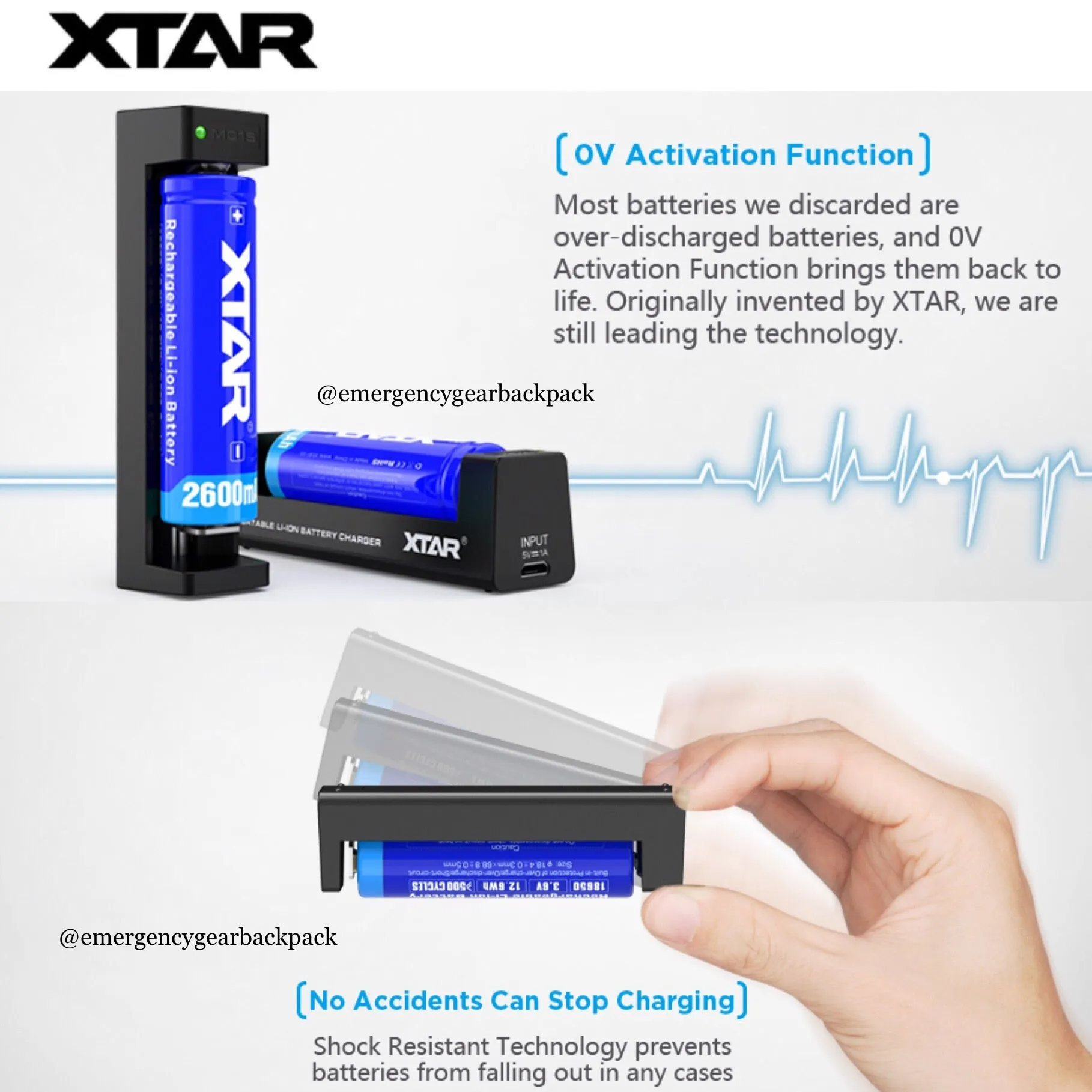 XTAR MC1S - 1A Smart Battery Charger USB