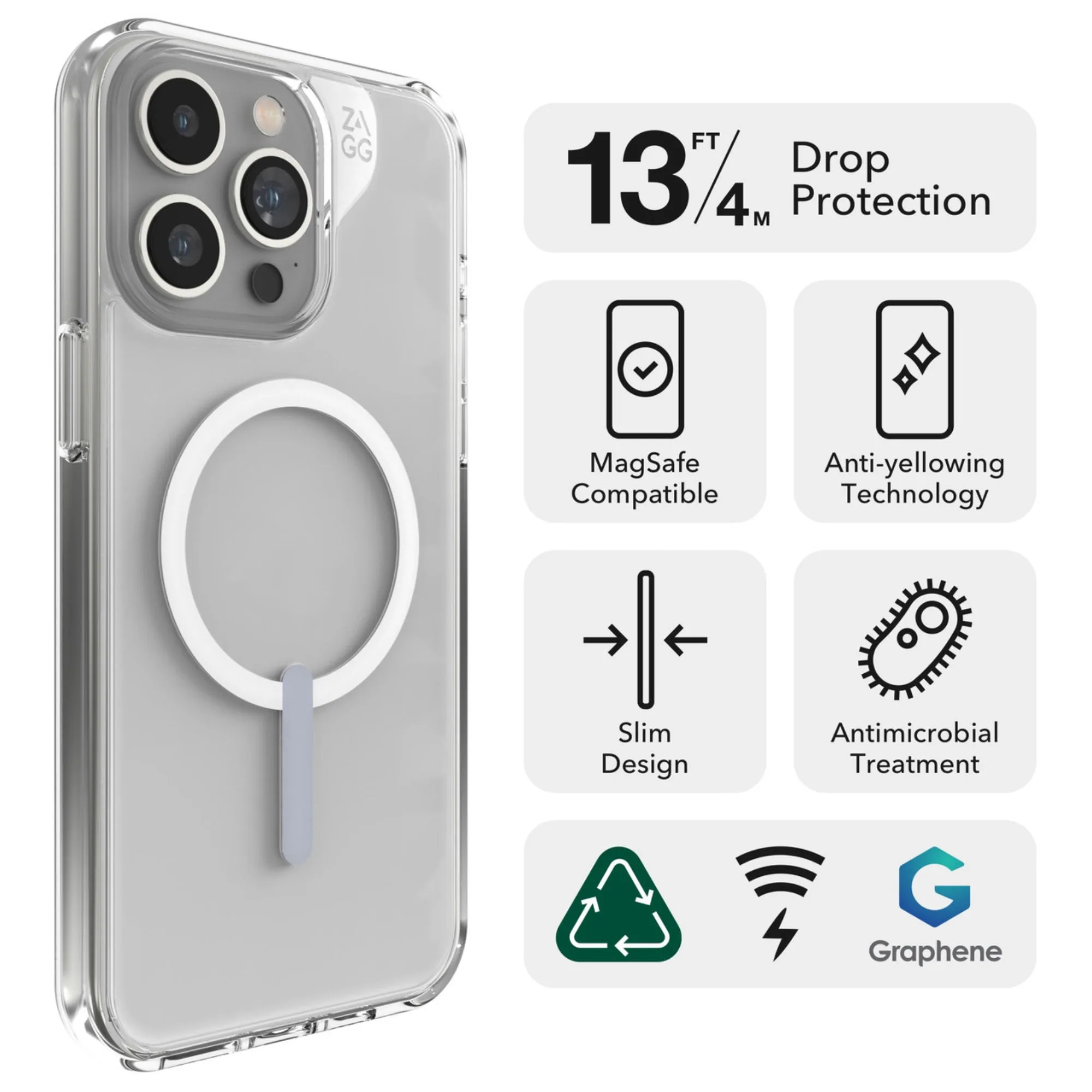 ZAGG Crystal Palace Snap for iPhone 15 Series - Magsafe Compatible - Clear